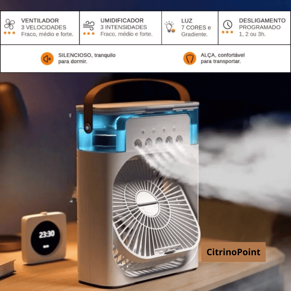 Mini Ar Condicionado Portátil Umidificador e Aromaterapia